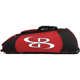 Boombah Spartan Rolling Bat Bag - 38" x 12-1/2" x 12" - Black/Red - Holds 4 Bats and Much More