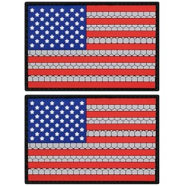 USA American Flag PVC RUBBER PATCH || 2PC HOOK BACKING  3"x2"