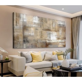 Vintage Canvas Prints Wall Art Brown White Grey Abstract Canvas Wall Art for Living Room Bedroom Wall Decor Rustic Abstract Canvas Artwork Retro Farmhouse Canvas Pictures Home Decoration 20" X 40"