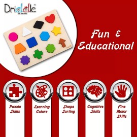 Driddle Magnetic Wooden Educational Shape Puzzle - Learn Colors & Shape Recognition Toy
