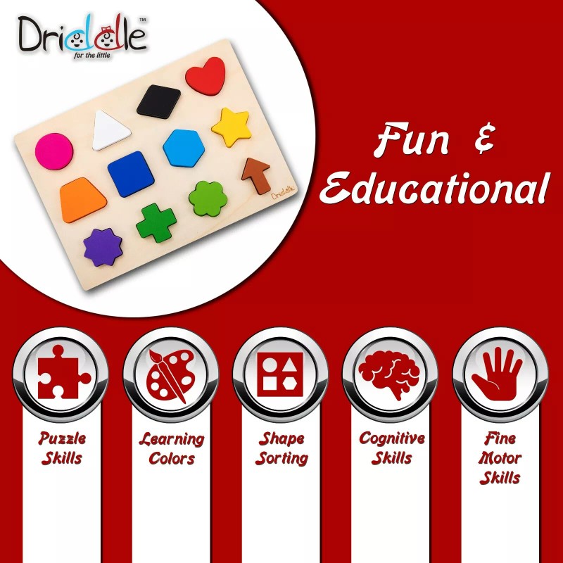Driddle Magnetic Wooden Educational Shape Puzzle - Learn Colors &
