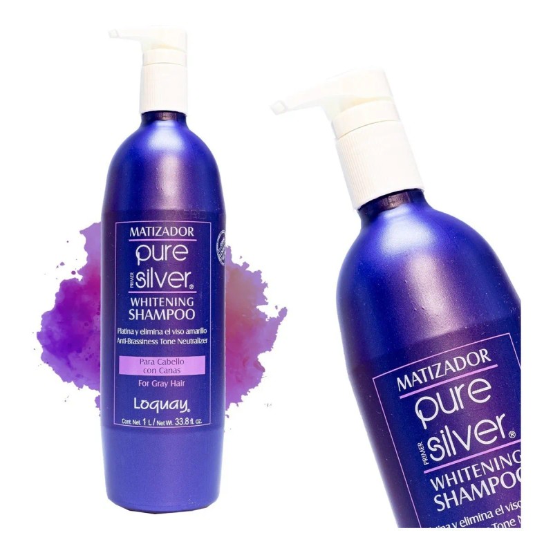 Shampoo Pure Silver Matizado Canas Anti Amarillo 1ltr Loquay