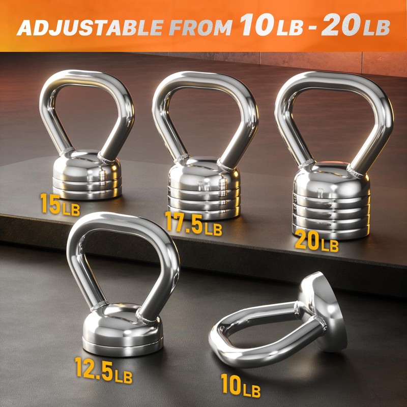 Northdeer Adjustable Kettlebell 20LB - Steel Kettlebell 10LB 12.5LB 15LB