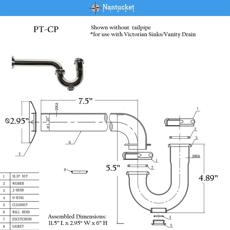 Nantucket Sinks P Trap – 1 1/4 P Trap Bathroom