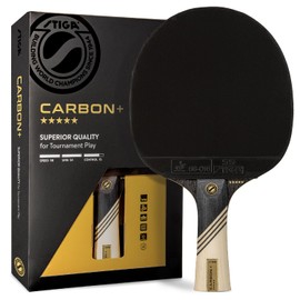 STIGA Carbon+ Ping Pong Paddle – 7-ply Extra Light Carbon Fiber Blade – 2mm Premium Sponge – Concave Pro Handle for Exceptional Grip – Performance Table Tennis Racket for Tournament-Level Play Red