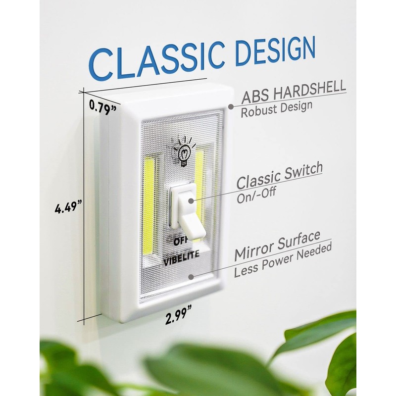 VIBELITE Closet Light, Battery Operated Switch Light, Tap Light, Touch,