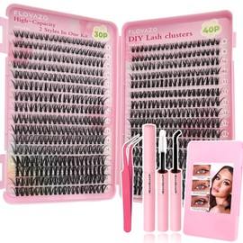 FLOVAZO Kit 642pcs De Extensión De Pestañas, Mezcla 30D 40D Con Unión Y Sellado De Pestañas De Sujeción Fuerte, Kit De Racimos De Pestañas Todo En 1 Con,Pinzas De Pestañas En Racimo Kit De