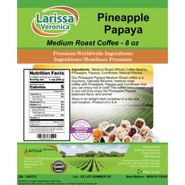 Pineapple Papaya Medium Roast Coffee (Gourmet, Naturally Flavored, Whole Coffee Beans) (8 oz, ZIN: 565378)