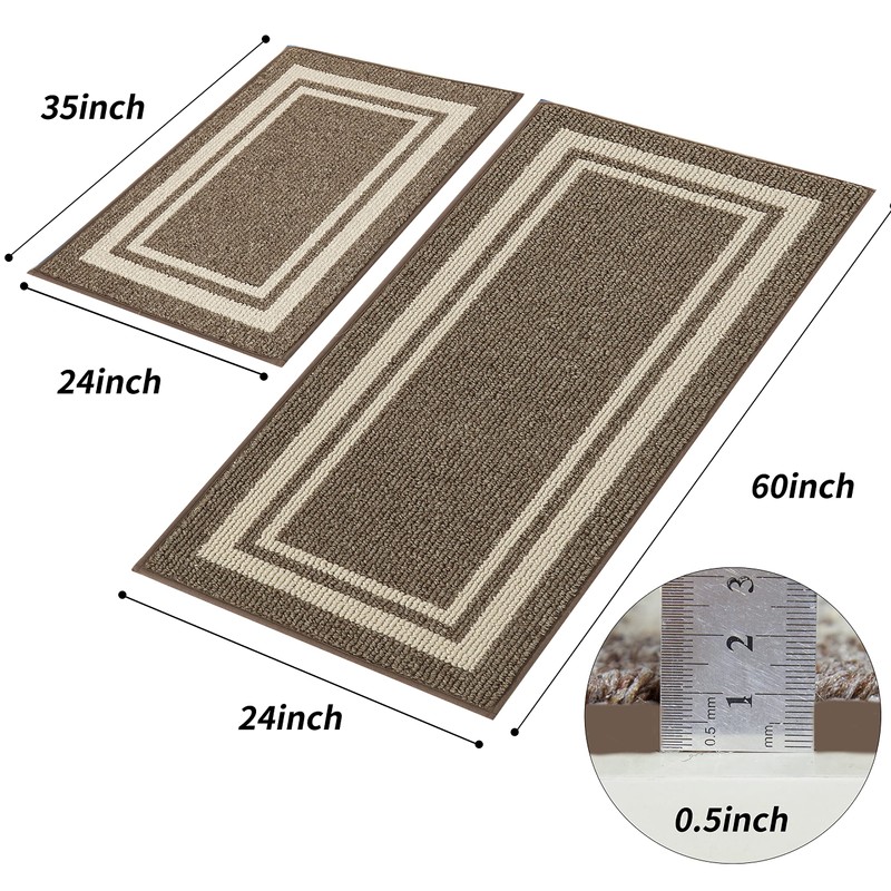 COSY HOMEER Kitchen Rugs Non-Slip 24x35/24x60 Inch Thick Polypropylene Standing
