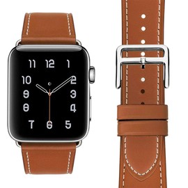 MroTech Watch Band Compatible with iWatch 49mm 45mm 44mm 42mm Genuine Leather Strap Replacement for iWatch Series 8/7/6/5/4/3/2/1/Sport/SE/SE2/Ultra 49/45/44/42 mm Bracelet Loop Brown