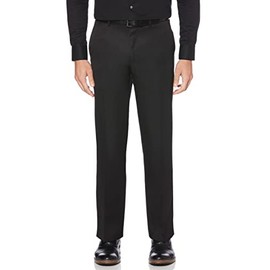 Perry Ellis Portfolio Men's Performance Dress Pant, Modern Fit, Non-Iron, Flat Front Stretch (Waist Size 30 - 42), Black, 42W x 30L