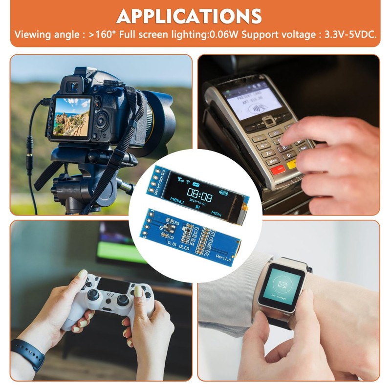 JAMHER 0.91 Inch I2C IIC OLED Display Module 128x32 Pixel