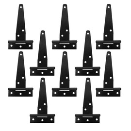 10 Pieces (4 inch) NUZAMAS T-Strap Heavy Duty Shed Hinges, Wood Gate Strap Hinge, Door Barn Gates Hinges Black Wrought Hardware Iron Rustproof