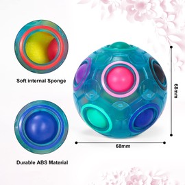 ROXENDA Magic Ball Rainbow Ball, Skill Game Puzzle Ball - Brain Teaser & Stress Ball for Children and Adults (Ocean)