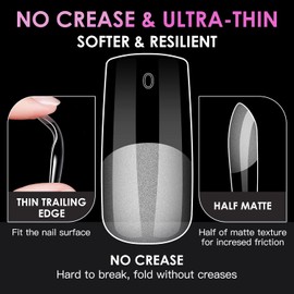 Melous Medium Square Soft Gel Nail Tips, 12 Sizes, 600 PCS, Full Cover, Matte Finish