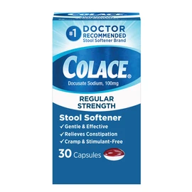 Colace Stool Softener 100 mg, 30 Capsules, Constipation Relief, Docusate Sodium, Gentle Docusate, Stimulant-Free, Regular Strength, #1 Doctor Recommended Stool Softener Brand