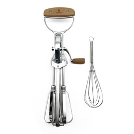 Hommony Classic Vintage Wooden Manual Rotary Egg Beater - 12-Inch