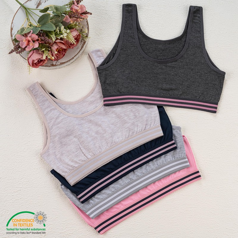 LOREZA ® 5 Girls' Cotton Bra Sports Bra Size 128-170,