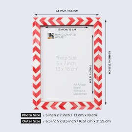 Handicrafts Home Picture Frames - Chic Boho Wall Décor Photo Frame, Red-White 5" x 7"