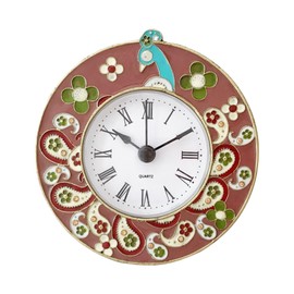 Pasiir Vintage Mini Analog Table Clock, Silent Small Table Clock with Hand-Painted Metal Body and Battery Operated Non-Ticking Clock Core for Shelf, Bedroom, Bedside, Desk, Gift Clock