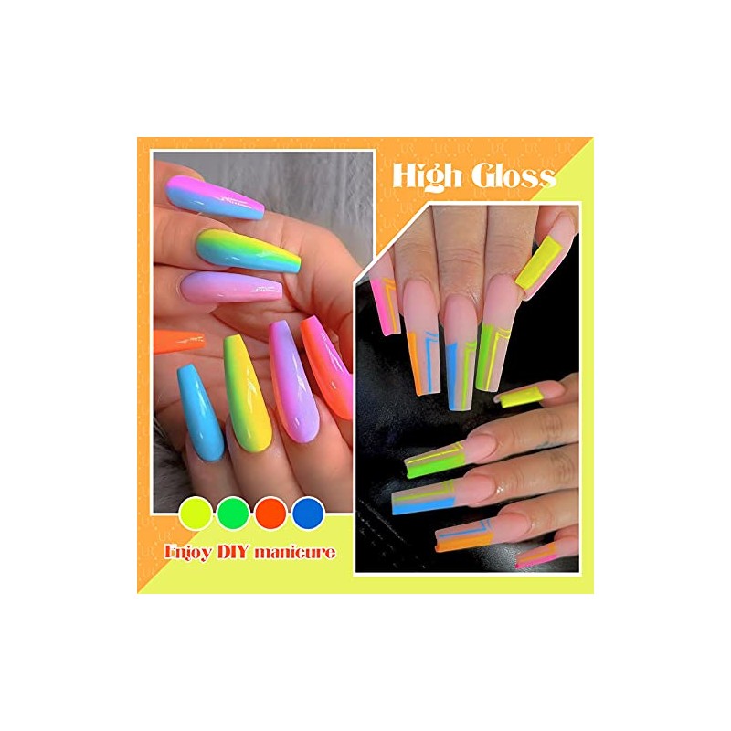 UR SUGAR Juego de esmalte de uñas de gel neón,