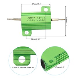 PATIKIL 25 W 250 Ohm Aluminium Housing Resistor, Pack of 5 Aluminium Housing Resistors Case Wire Wound Resistors Screw Tap Power Resistance 5% Tolerance, Green