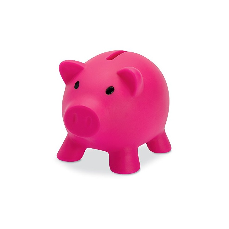 Plastic Piggy Bank/Money Box for Savings Coins - Fuchsia