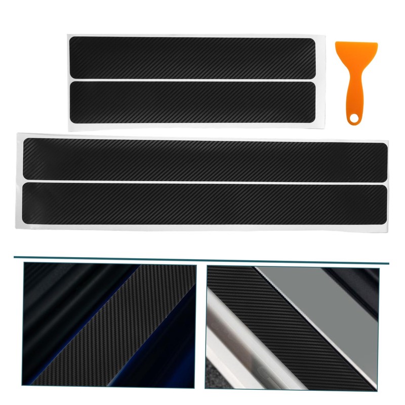 ULTECHNOVO Protective Car Door Sill Stickers 4 Pack Carbon Fiber