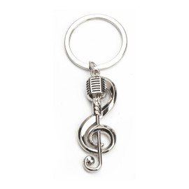 Modern Stainless Steel Keychain, Creative Microphone Musical Note Design, Very Suitable as a Birthday Gift for Family and Friends, Sweet and Elegant