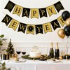 Happy New Year Banner Decorations Pre Assembled Glitter Gold Black