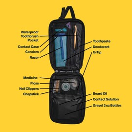 Gravel Travel Pouch MAX (6L Extra Large Capacity), Black, Holds Hair Irons and Shavers, For Travel Over 1 Month, sand