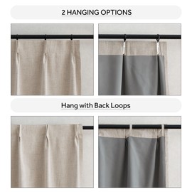 NICETOWN 100% Blackout 90 inch Curtains for Bedroom, Pinch Pleated Linen Blend Thick Thermal Window Treatments Sound Dampening Drapes for Living Room/Bedroom, Oatmeal, W34 x L90, 2 Panels