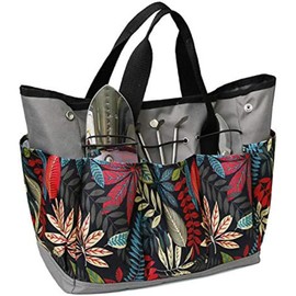 Garden Tool Bag Maple Leaf Gardening Bag with 8 Pockets Canvas Garden Tote Bag Women Men Garden Plant Tool Storage Bag (Tools NOT Included)