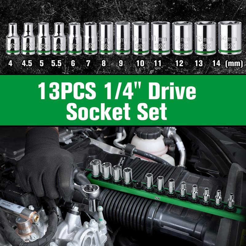 #LaborDay SK 1/4" Drive Socket Set, SuperKrome Finish, Premium CR-V