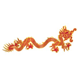 Beistle Chinese Dragon Photo Prop Backdrop, 36" Long - Lunar New Year Wall Decoration, Red & Gold Asian Celebration Decor