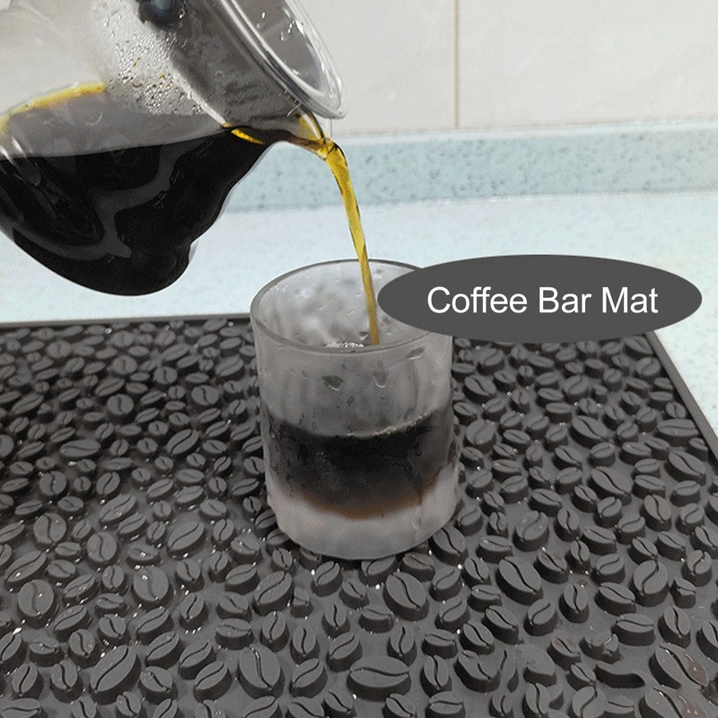 Coffee Bar Mat PVC Silicone Non Slip Rectangular Heat Resistant