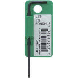 BONDHUS LT9 No.11709 Torx® Ball Point Ballstar™ L-Wrench T9 (Short Handle: 0.7 inches (19 mm), Long Hand: 3.0 inches (76 mm), Black Dyed Treatment
