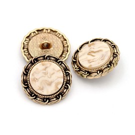 5Pcs Metal Rhinestone Botton Round Shape Button for Sewing DIY Crafts Jewelry Making(Beige,22mm)