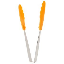 PRO SERIES Antibacterial Heat Resistant Color Tongs with Stopper, Multi, Medium, Orange