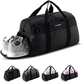 Fitgriff® Sports Bag & Travel Bag V2 for Men and Women - with Shoe Compartment & Wet Compartment - Bag for Sports, Fitness, Travel - Training Bag, Gym Bag, Full Black