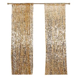 HH 9x9FT Big Sequin Backdrop Curtains, Sequin Photo Backdrop Payette Sequin Backdrop Curtain Panels, Shimmer Sequin Fabric Photography Backdrop for Wedding Party Christmas Decoration - Gold