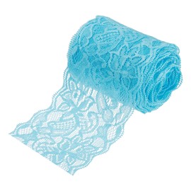 MECCANIXITY 3 Inch Wide 10 Yard Lace Ribbon Floral Pattern Light Blue Lace Trim Ribbon for Sewing Making, and DIY Crafts, Gift Wrapping, Bouquets, Wedding Decor