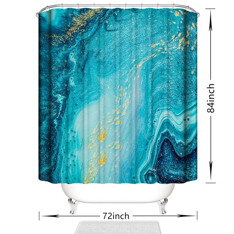 Domoku Marble Waterproof Shower Curtain with Hooks, Machine Washable Easy-Care