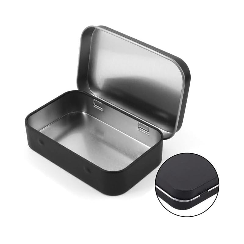 Zhuluck 3 Pcs Black Rectangular Small Tins with Lids Tin