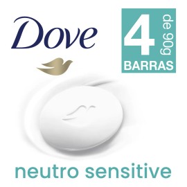 Dove Jabón en Barra Neutro Sensitive para el cuidado de la piel sensible sin fragancia 4 barras de 90 g