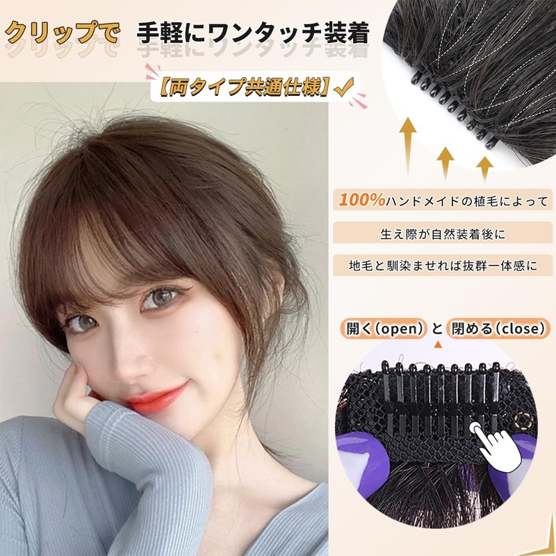 knnzk Bangs Wig, Human Hair, Fully Hand Planted, Thin, Partial