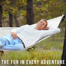 Tranquillo Hammock 550 lbs Capacity Double Hammocks, Camping Hammock with Hammock Straps, Hammocks for Outside Hiking Camping Essentials, Indoor - Garden, Portable Tree Straps, White