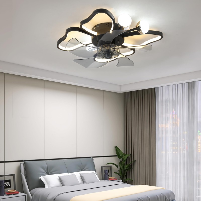 Bedroom Ceiling Fan with Lights, Low Profile Ceiling Fan Light