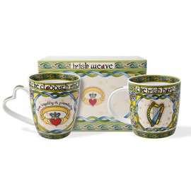 Irish Bone China Cup Set with Gift Box (Irish Claddagh and Harp)