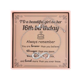 ViEinkaufen 16th Birthday Gifts for Girls,Adjustable Bracelet with Present Bag Inspirational Card Present for 16 Year Old Girls,Sweet 16 Birthday Gifts for Daughter Sisters Friends